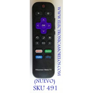 CONTROL REMOTO SMART TV HISENSE ROKU / HU-RCRUS-20G / RC18E-T2 / CYD20190125 / MODELO 50R7050E 4K